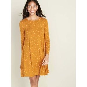 Old Navy Yellow Swing Dress with White Polka Dots